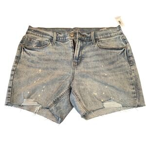 Old Navy Denim Mom Shorts Distressed Raw Hem Light‎ Wash Size 8 NWT
